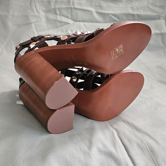 Dolce & Gabbana Brown Leather Studded Luxury Sandals Heels Size 5 US( Worn 1x) - Picture 14 of 16